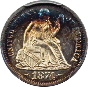 image for: 1874 10c PCGS Proof 64 (Arrows)