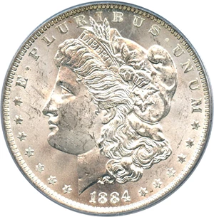image for: Hot 50 VAM: 1884-O $1 PCGS MS63 (VAM-35, Doubled Eyelid)