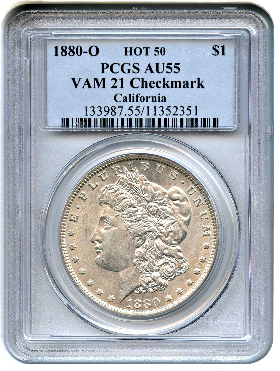 image for: Hot 50 VAM: 1880-O $1 PCGS AU55 (VAM-21, Checkmark)