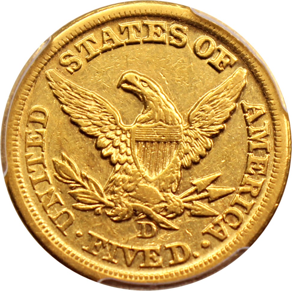 image for: 1858-D $5 PCGS XF45