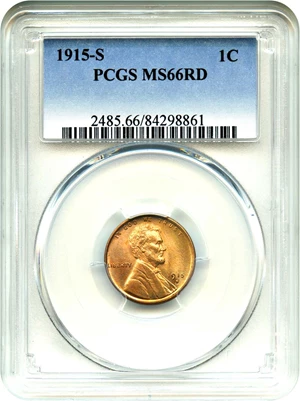image for: 1915-S 1c PCGS MS66 RD