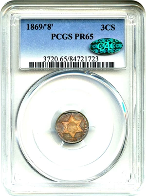 image for: 1869/8 3cS PCGS/CAC Proof 65