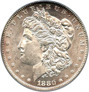 image for: Top 100 VAM: 1880-O $1 PCGS AU58 (VAM-5, 8/7, Crossbar)