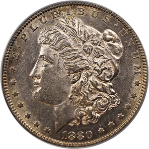 image for: Top 100 VAM: 1880-O $1 PCGS AU55 (VAM-5, 8/7, Crossbar)