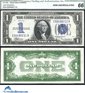 image for: Fr.1606 1934 $ 1 CGA Gem CU 66