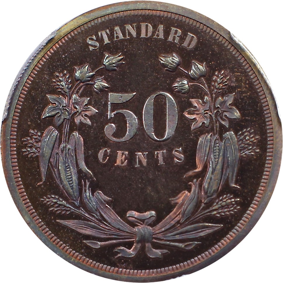 image for: 1870 Pattern 50c PCGS/CAC Proof 64 RB (J-929)