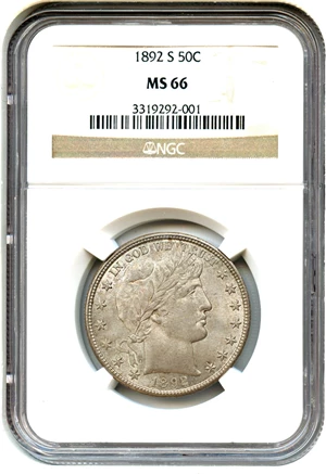 image for: 1892-S 50c NGC MS66