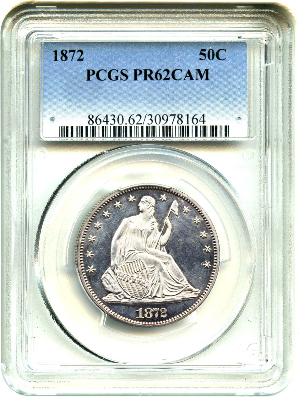 image for: 1872 50c PCGS Proof 62 CAM