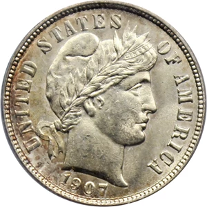 image for: 1907-D 10c PCGS/CAC MS64