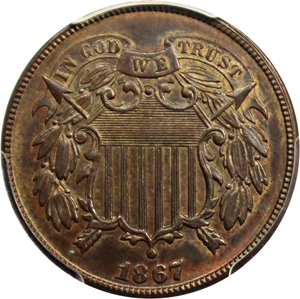 image for: 1867 2c PCGS/CAC MS65 BN