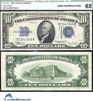 image for: Fr.1704 1934-C $10 CGA Gem CU 65