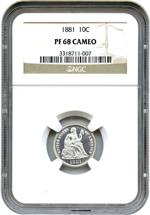 image for: 1881 10c NGC Proof 68 CAM