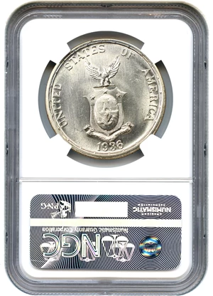 image for: 1936-M Murphy & Queson USA-Philippines Peso NGC MS63