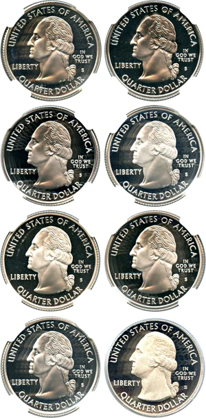 image for: Lot of Silver Statehood Quarters 2000 - 2010-S 25c NGC/PCGS Proof 69 UCAM (Silver, 8 Coins)