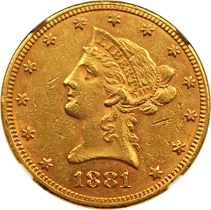 image for: 1881-O $10 NGC/CAC AU50
