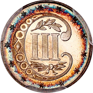 image for: 1866 3cS PCGS/CAC Proof 66 CAM ex: D.L. Hansen