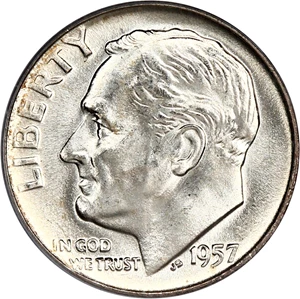 image for: 1957-D 10c PCGS MS66 FB ex: Omaha Bank Hoard