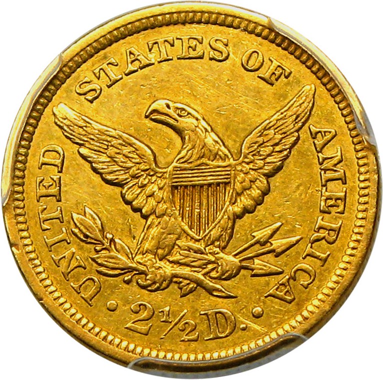 image for: 1842 $2 1/2 PCGS/CAC AU55