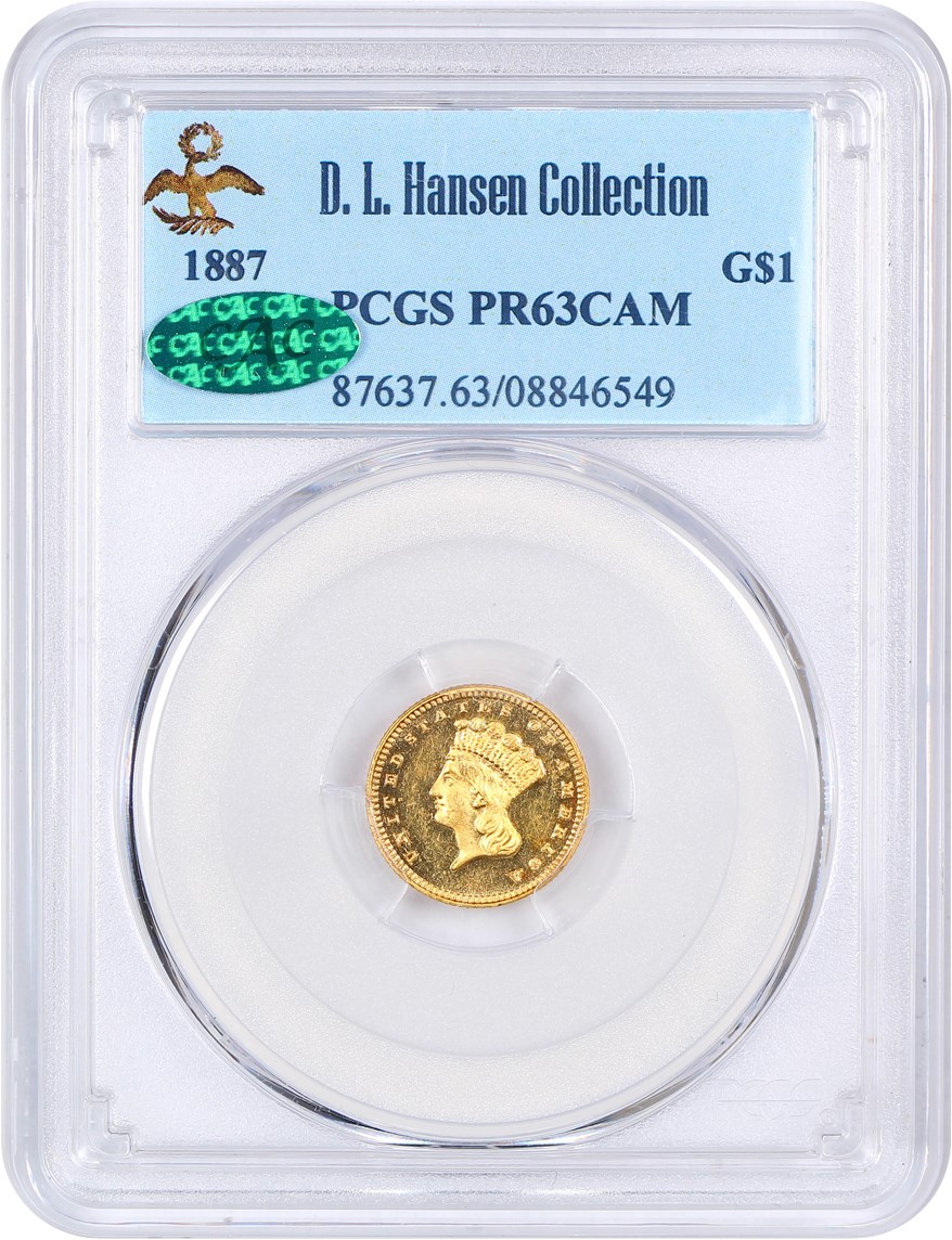 image for: 1887 G$1 PCGS/CAC Proof 63 CAM