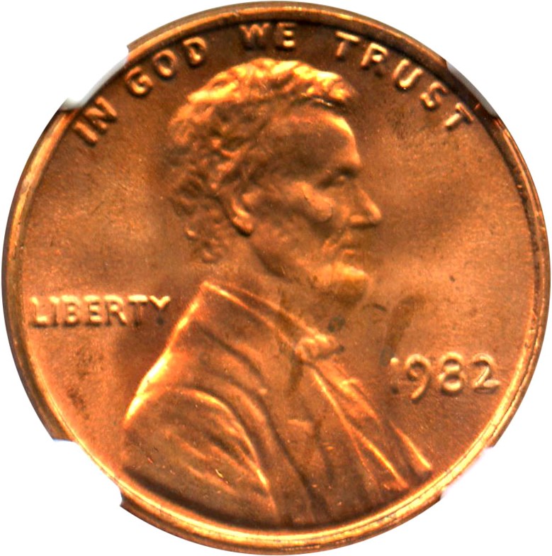 image for: 1982 1c NGC MS66 RD (Bronze Large Date)