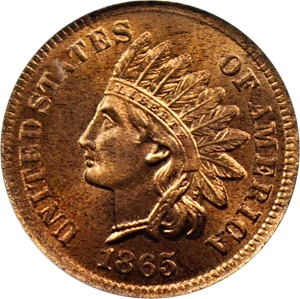 image for: 1865 1c PCGS MS65 RD (OGH)