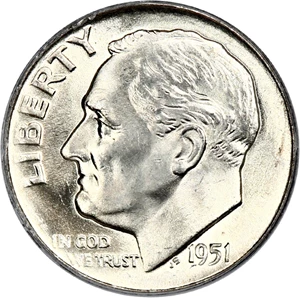image for: 1951-D 10c PCGS MS66 FB ex: Omaha Bank Hoard