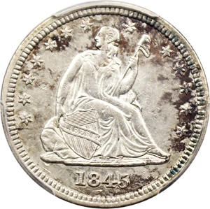 image for: 1845 25c PCGS AU50
