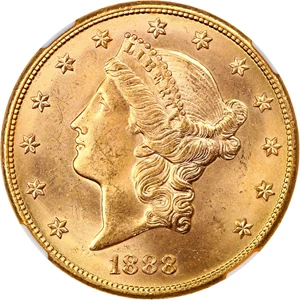 image for: 1888-S $20 NGC MS65