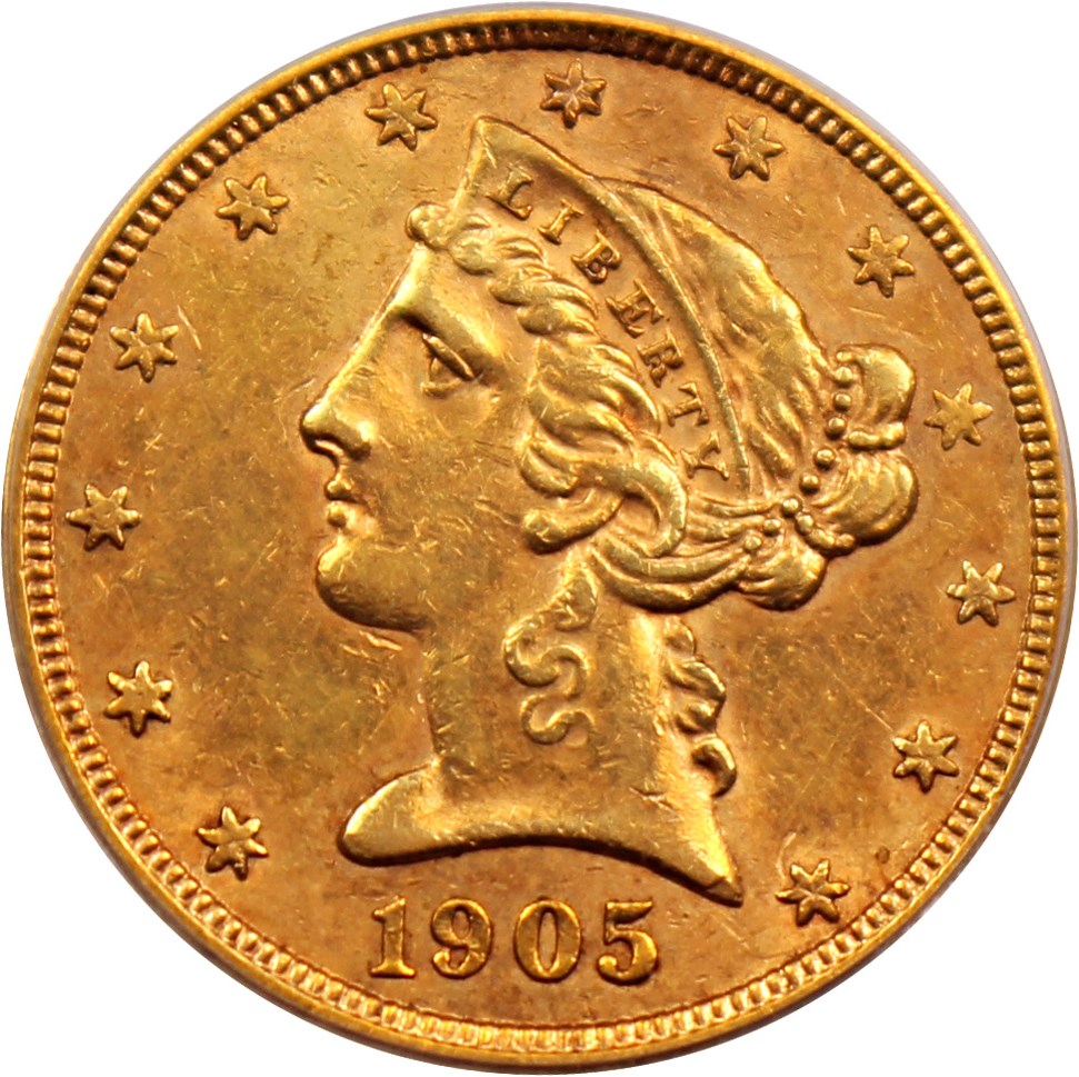 image for: 1905-S $5 PCGS AU50