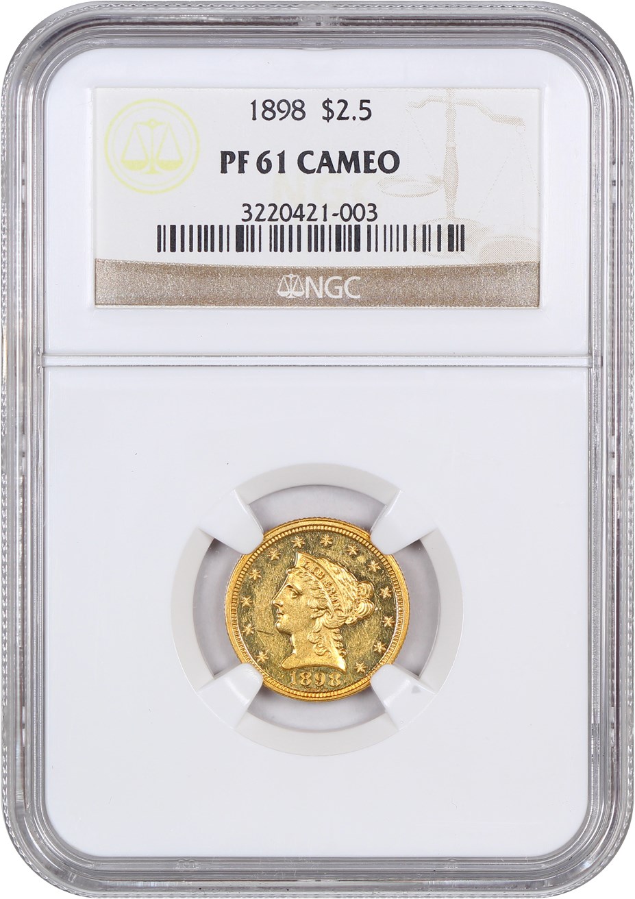 image for: 1898 $2 1/2 NGC Proof 61 CAM