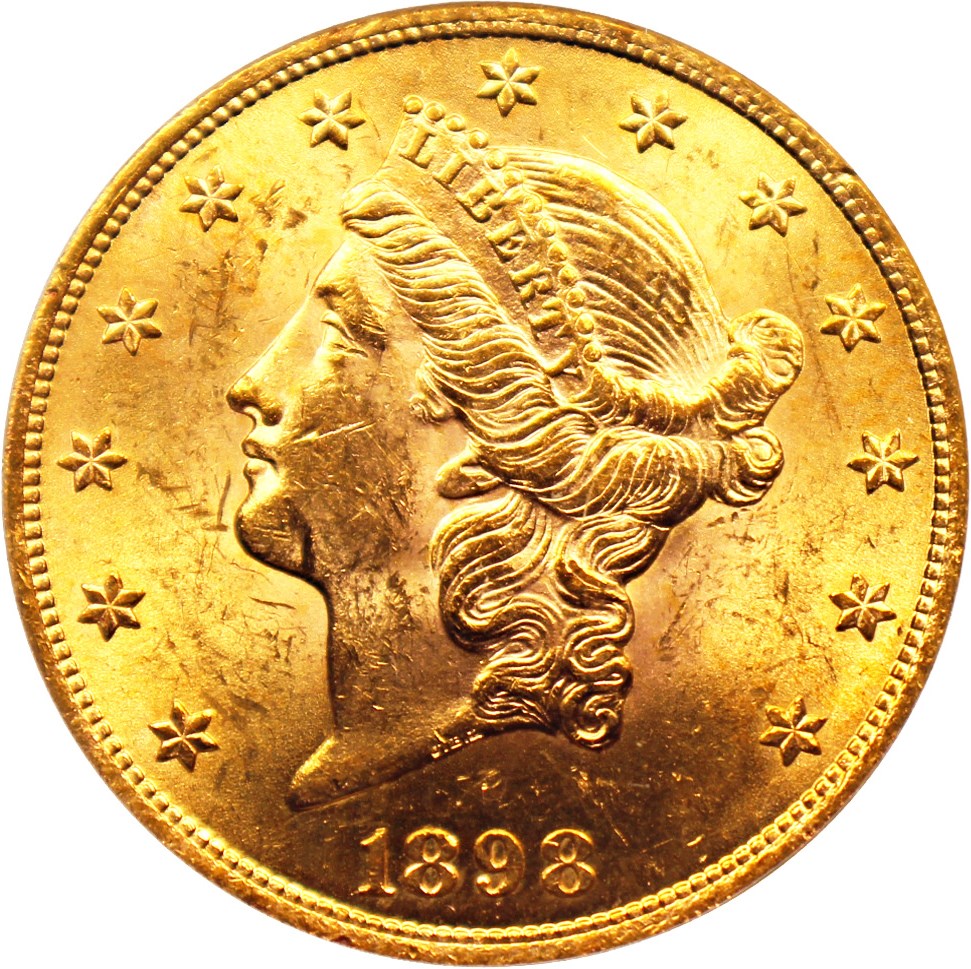 image for: 1898 $20 PCGS MS61