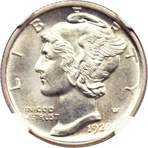 image for: 1920-D 10c NGC MS65 FB