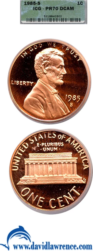 image for: 1985-S 1c ICG Proof 70 DCameo
