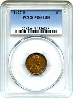 image for: 1927-S 1c PCGS MS64 BN
