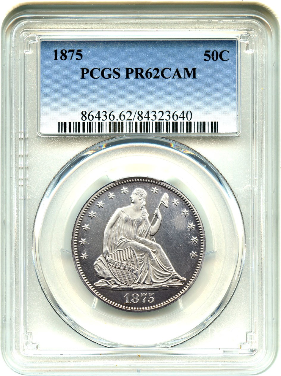 image for: 1875 50c PCGS Proof 62 CAM