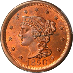 image for: 1850 1c PCGS/CAC MS64 RB