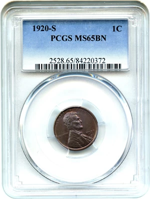 image for: 1920-S 1c PCGS MS65 BN