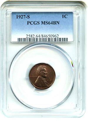image for: 1927-S 1c PCGS MS64 BN