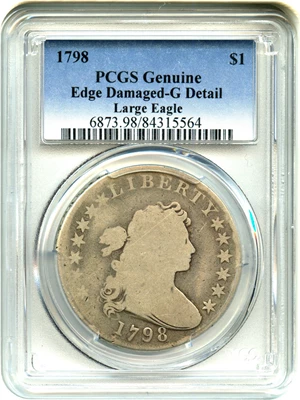 image for: 1798 $1 PCGS G Details (Edge Damaged, Large Eagle)