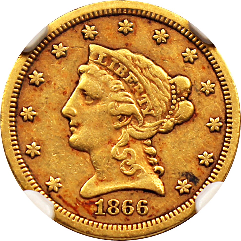 image for: 1866-S $2 1/2 NGC XF40