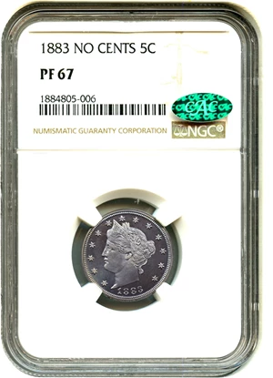 image for: 1883 5c NGC/CAC Proof 67 (No Cents)