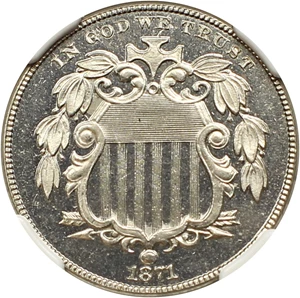 image for: 1871 5c NGC/CAC Proof 66 CAM