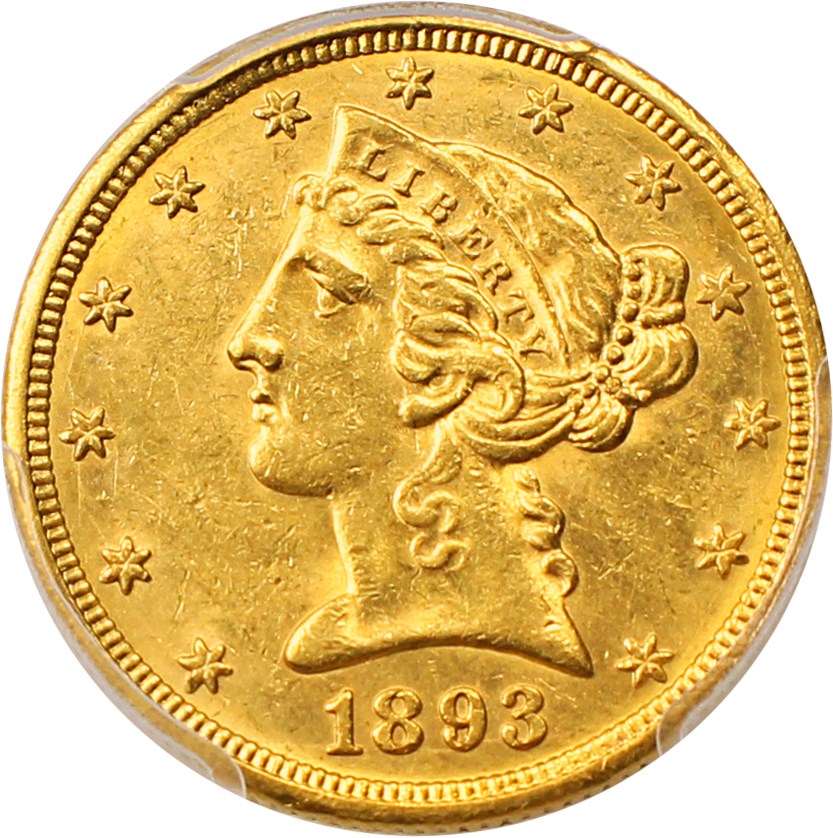 image for: 1893-O $5 PCGS MS62