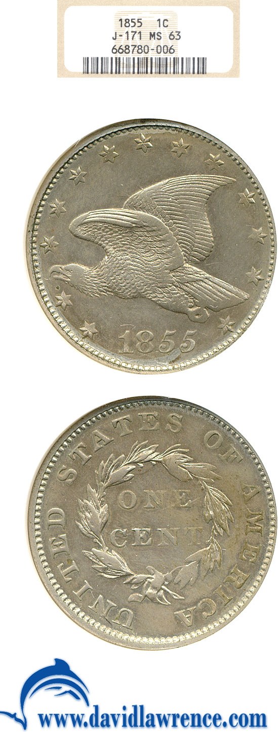 image for: 1855 Pattern 1c NGC MS63 (Judd-171)