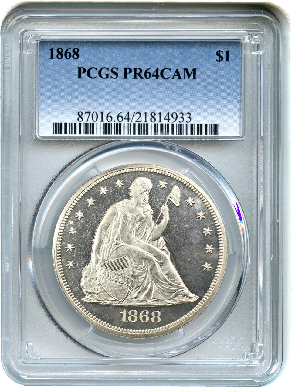 image for: 1868 $1 PCGS Proof 64 CAM