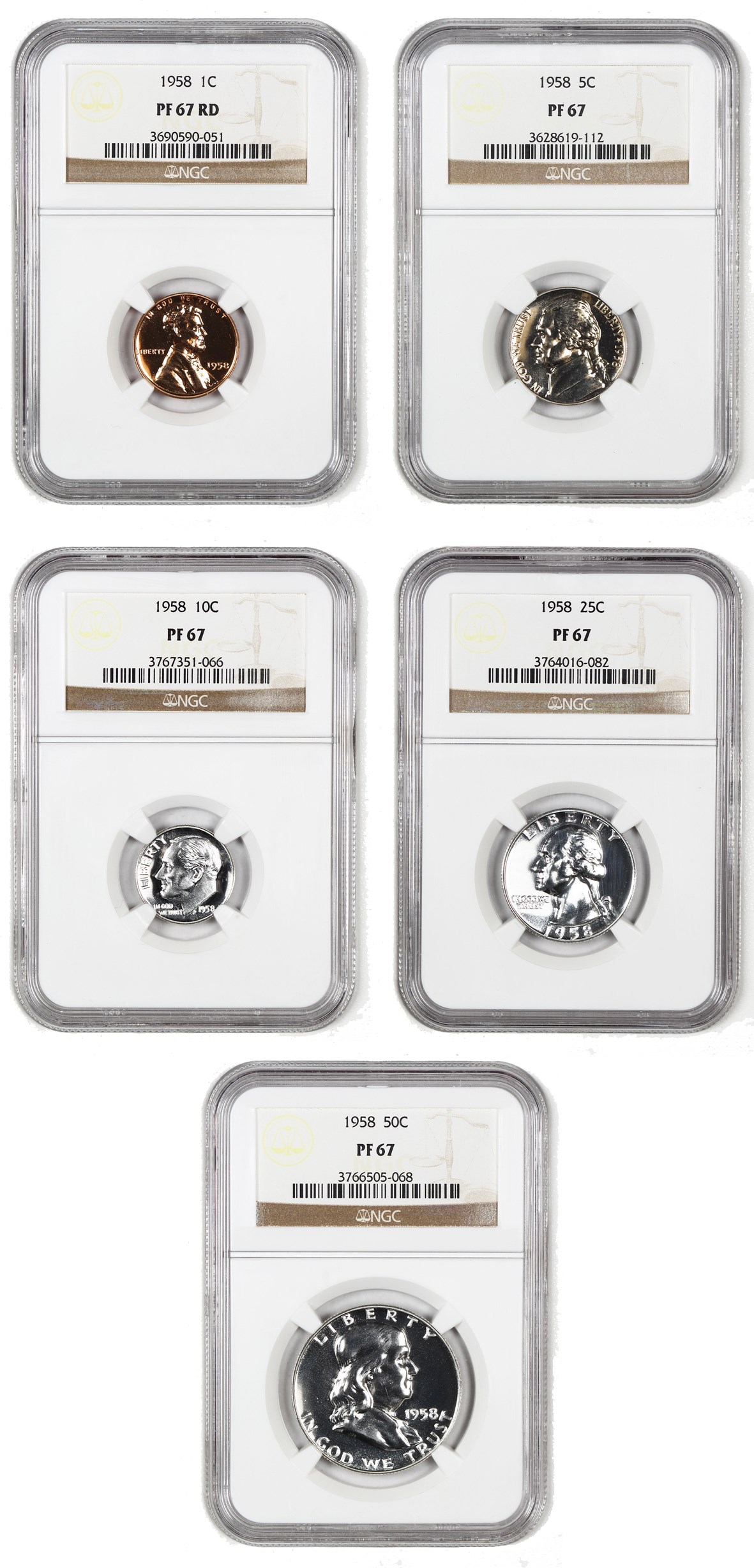 image for: 1958 Proof Set NGC Proof 67 (5 Coins)