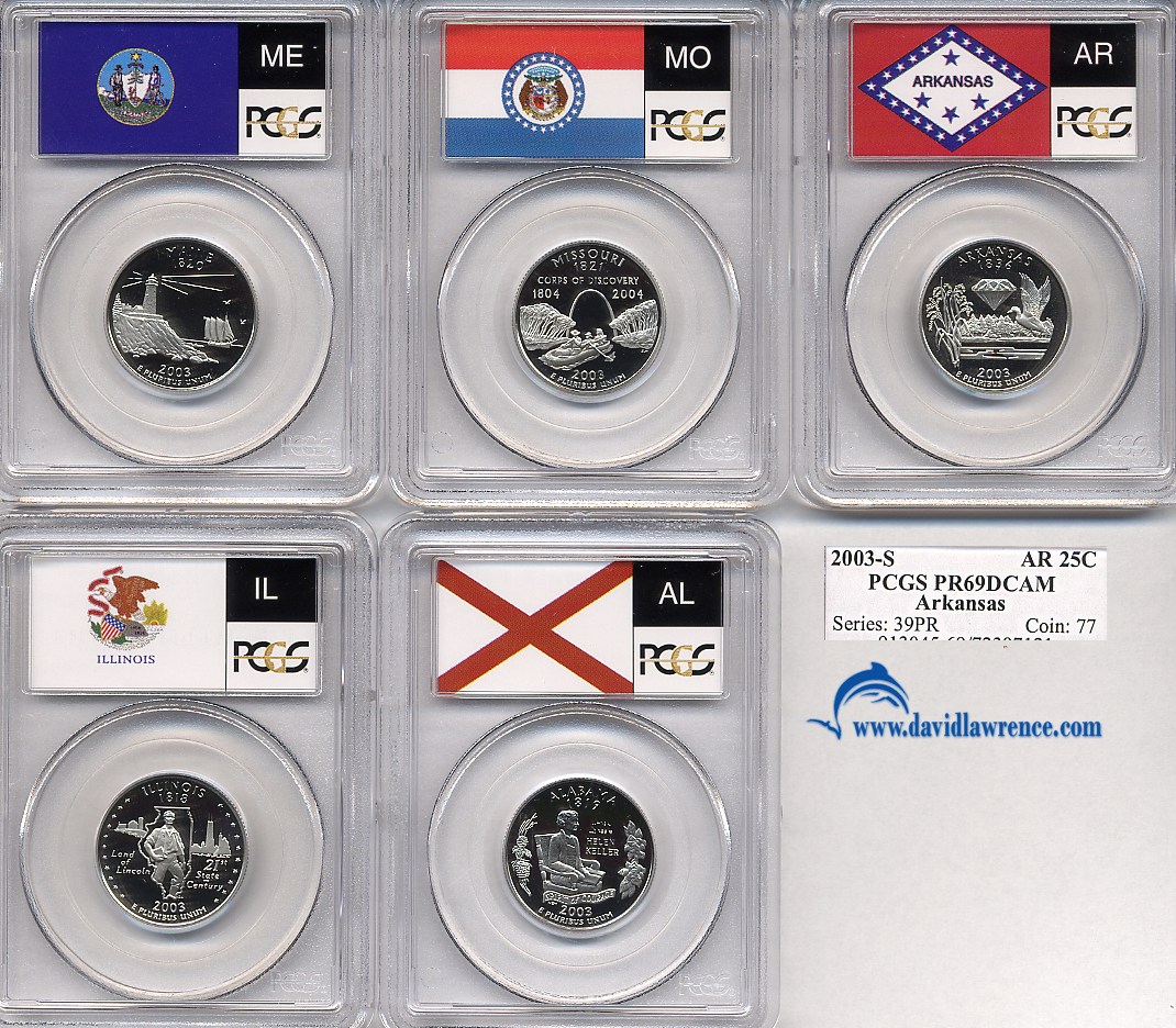 image for: 2003-S 5pc State 25c Clad Set PCGS Proof 69 DCameo