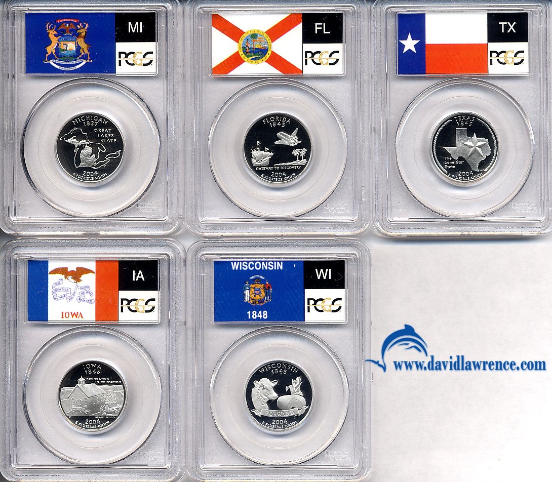 image for: 2004-S 5pc State 25c PCGS Proof 69 DCameo