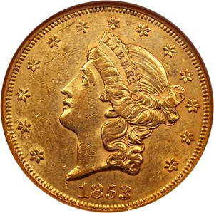 image for: 1853 $20 NGC AU55