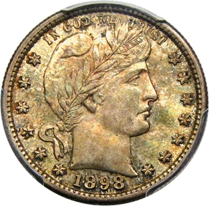 image for: 1898-S 25c PCGS/CAC MS64